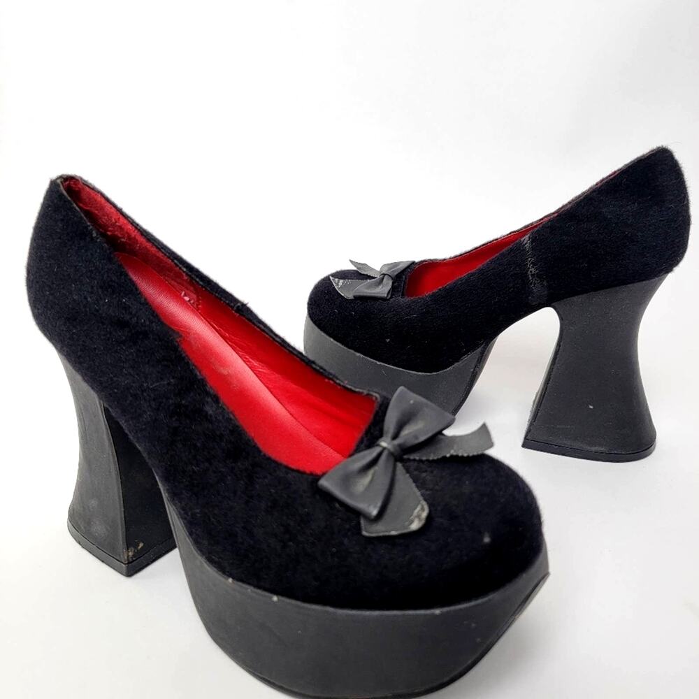 Vintage 90s Morbid Threads Goth High Heel Platform Witchy Shoes - 8 - Picture 1 of 10